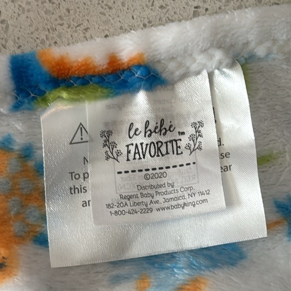 Le Bebe Favorite Dinosaur Lovey Security Blanket Dino Green White Orange Baby - Picture 5 of 6